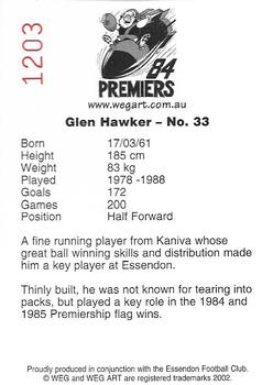 2002 Weg Art '84 Premiers #7 Glen Hawker Back